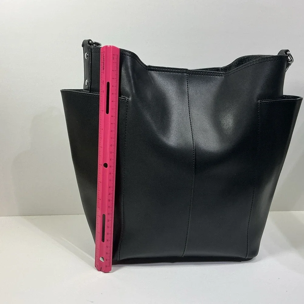 Bostanten Black Leather Shoulder Bag Tote Handbag Designer City Travel